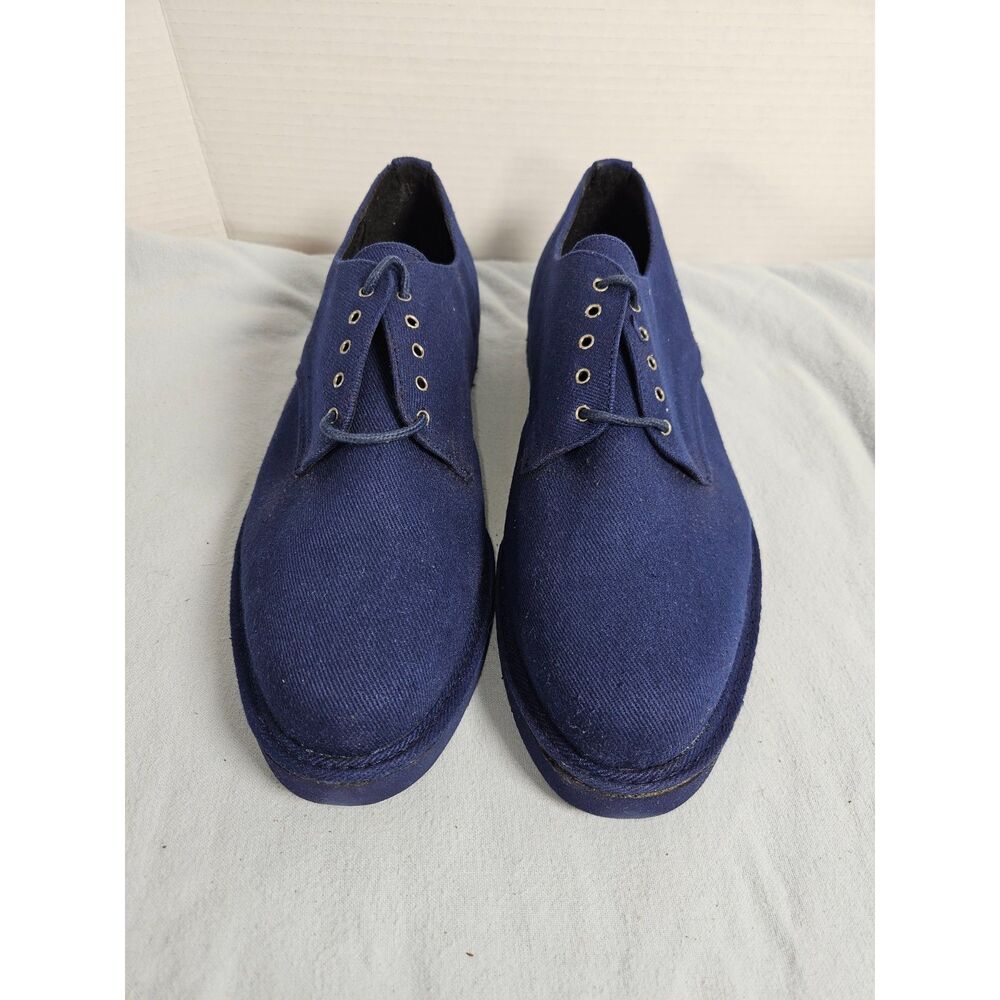 Vintage Giorgio Brutini Navy Blue Fabric Canvas Oxford Derby Shoes Size 12 NIB